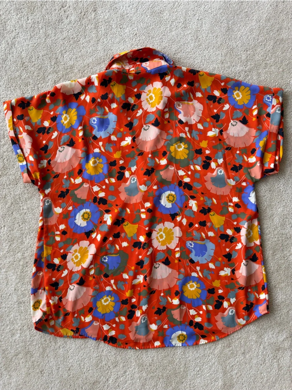 CAbi Vibrant Red Floral Short-Sleeve Button-Up Shirt - Picture 5 of 8